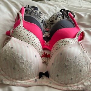 Victoria's Secret Pink and Gray Lace Bras